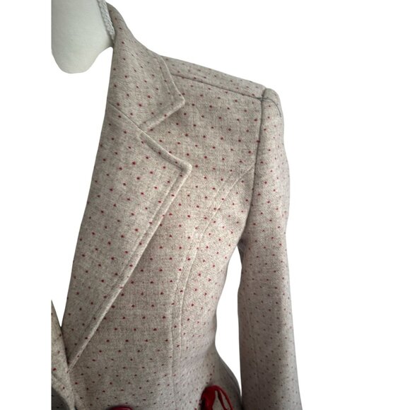 EMANUEL UNGARO Ungaro Fever Red Beige Polka Dot Bow Blazer Size 2 - Picture 6 of 13